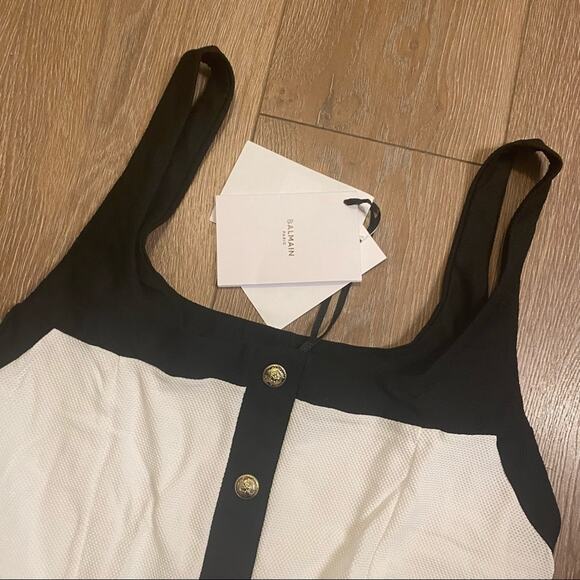 BALMAIN Signature Button Contrast One Piece Swimsuit - Picture 6 of 10